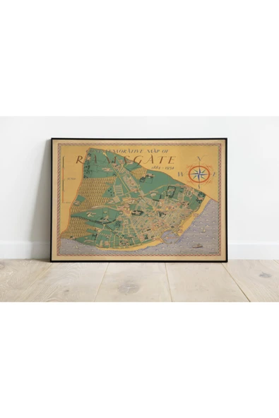 Pegziz Ingiltere Ramsgate Şehir Planı Haritası Sanatsal Duvar Dekorasyon Poster 60x90cm. ürün görseli 1