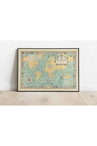 Pegziz Dünya Denizcilik Haritası Sanatsal Duvar Dekorasyon Poster 60x90cm. ürün görseli 1