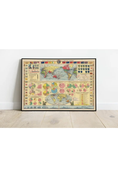 Pegziz Biritanya Imparatorluğu 1922 Haritası Sanatsal Duvar Dekorasyon Poster 60x90cm. ürün görseli 1