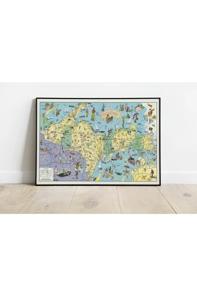 Pegziz Hiawatha Haritası Sanatsal Duvar Dekorasyon Poster 60x90cm. ürün görseli 1