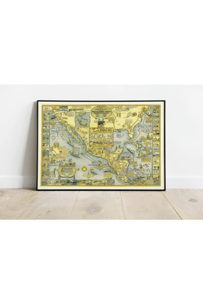 Pegziz Amerika Birleşik Devletleri Eski Haritası Sanatsal Duvar Dekorasyon Poster 60x90cm. ürün görseli 1