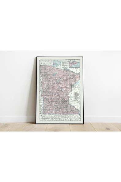 Pegziz Minnesota 1948 Haritası Sanatsal Duvar Dekorasyon Poster 60x90cm. ürün görseli 1