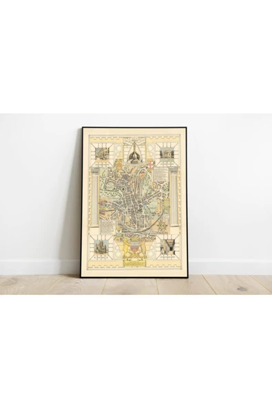 Pegziz Ingiltere Bath Şehir Planı Haritası Sanatsal Duvar Dekorasyon Poster 60x90cm. ürün görseli 1