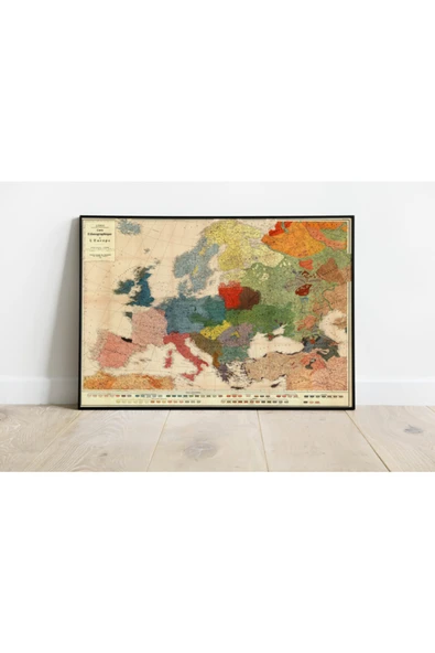Pegziz Avrupa Milliyetleri Haritası Sanatsal Duvar Dekorasyon Poster 60x90cm. ürün görseli 1