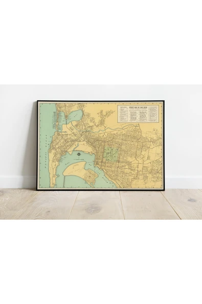 Pegziz San Diego 1935 Haritası Sanatsal Duvar Dekorasyon Poster 60x90cm. ürün görseli 1