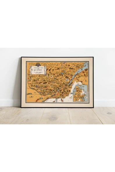 Pegziz Kanada Quebec 1929 Haritası Sanatsal Duvar Dekorasyon Poster 60x90cm. ürün görseli 1