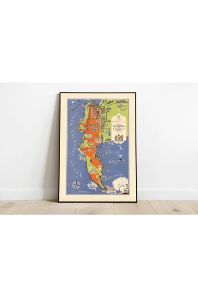 Pegziz Güney Afrika Cape Peninsula Haritası Sanatsal Duvar Dekorasyon Poster 60x90cm. ürün görseli 1