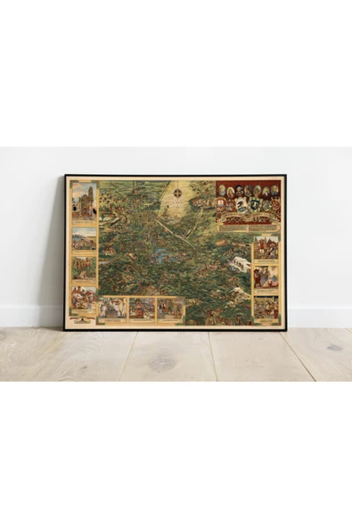 Pegziz Meksika 1930 Haritası Sanatsal Duvar Dekorasyon Poster 60x90cm. ürün görseli 1
