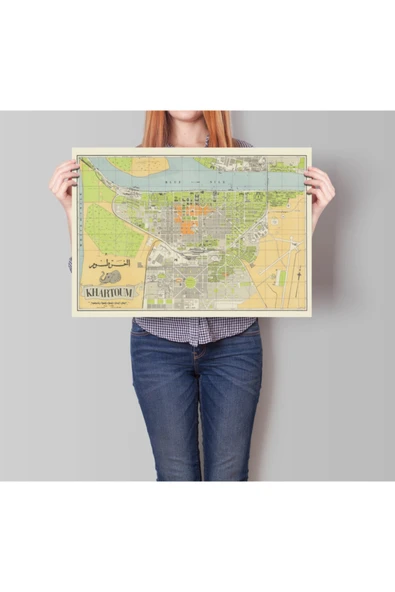 Pegziz Sudan Hartum Şehir Planı Haritası Sanatsal Duvar Dekorasyon Poster 60x90cm. ürün görseli 1