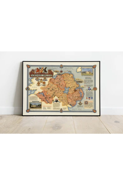 Pegziz Irlanda 1947 Haritası Sanatsal Duvar Dekorasyon Poster 60x90cm. ürün görseli 1