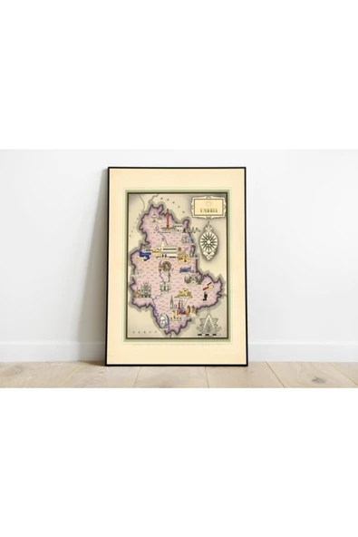 Pegziz Italya Umbria Bölgesi 1939 Haritası Sanatsal Duvar Dekorasyon Poster 60x90cm. ürün görseli 1