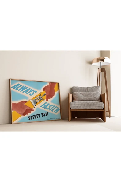 Pegziz Dekoratif Vintage Reklam Afişi Kemerleri Baglayalım Poster 50x70cm. ürün görseli 1