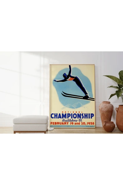 Pegziz Kayakla Atlama Turnuvası Sanatsal Reklam Afişi Poster 50x70cm. ürün görseli 1