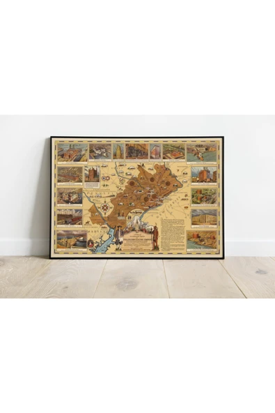 Pegziz Philadelphia Haritası Sanatsal Duvar Dekorasyon Poster 60x90cm. ürün görseli 1