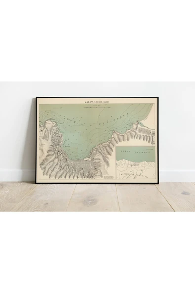 Pegziz Şili Valparaiso Eski Şehir Haritası Sanatsal Duvar Dekorasyon Poster 60x90cm. ürün görseli 1