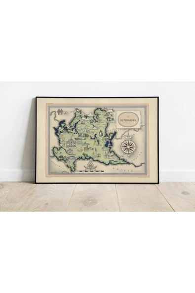 Pegziz Italya Lombardiya Bölgesi Haritası Sanatsal Duvar Dekorasyon Poster 60x90cm. ürün görseli 1