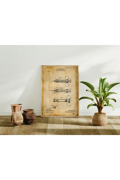 Pegziz Dekoratif Sanatsal Şırınga Patent Posteri 60x90cm. ürün görseli 1