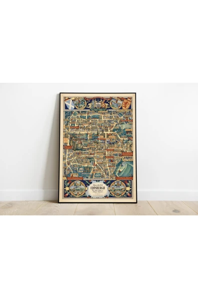 Pegziz Iskoçya Edinburgh 1945 Haritası Sanatsal Duvar Dekorasyon Poster 60x90cm. ürün görseli 1