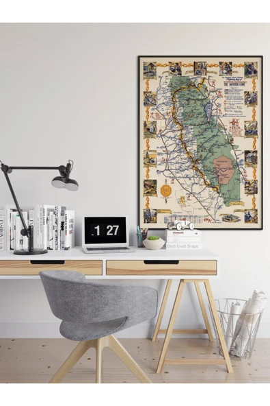 Pegziz Kaliforniya Eyalet Haritası Sanatsal Duvar Dekorasyon Poster 60x90cm. ürün görseli 1