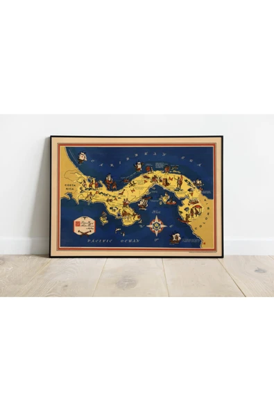 Pegziz Panama 1944 Haritası Sanatsal Duvar Dekorasyon Poster 60x90cm. ürün görseli 1