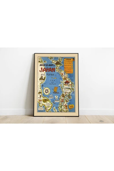 Pegziz Japonya Ve Kore 1946 Haritası Sanatsal Duvar Dekorasyon Poster 60x90cm. ürün görseli 1