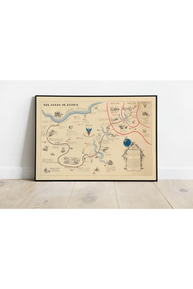 Pegziz 2. Dünya Savaşı Askeri Haritası Sanatsal Duvar Dekorasyon Poster 60x90cm. ürün görseli 1