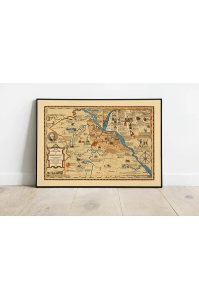 Pegziz Pensilvanya Haritası Sanatsal Duvar Dekorasyon Poster 60x90cm. ürün görseli 1