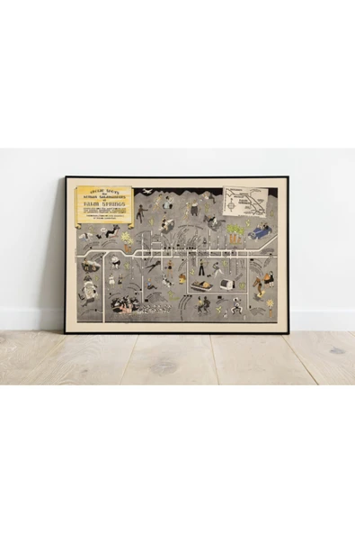 Pegziz Palm Springs 1933 Haritası Sanatsal Duvar Dekorasyon Poster 60x90cm. ürün görseli 1