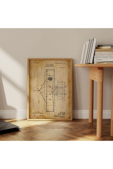 Pegziz Dekoratif Sanatsal Uçak Patent Posteri 60x90cm. ürün görseli 1