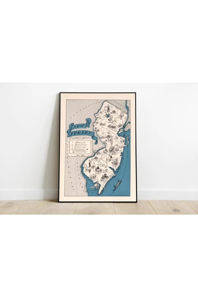 Pegziz New Jersey Dekoratif Harita Posteri ürün görseli 1