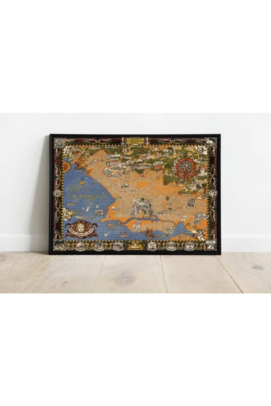 Pegziz Kaliforniya Berkeley Ve Oakland Haritası Sanatsal Duvar Dekorasyon Poster 60x90cm. ürün görseli 1
