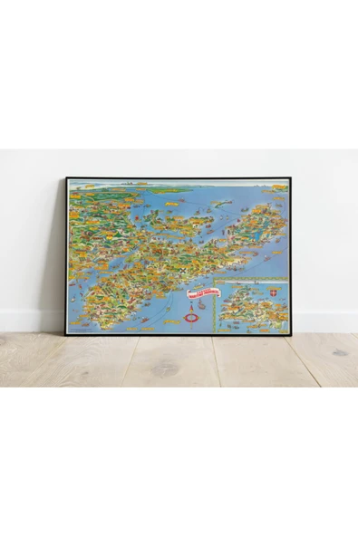 Pegziz Kanada Yeni Iskoçya Nova Scotia Eski Haritası Sanatsal Duvar Dekorasyon Poster 60x90cm. ürün görseli 1