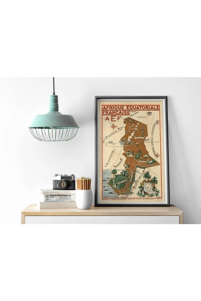 Pegziz Afrika Ekvator Ginesi Haritası Sanatsal Duvar Dekorasyon Poster 60x90cm. ürün görseli 1