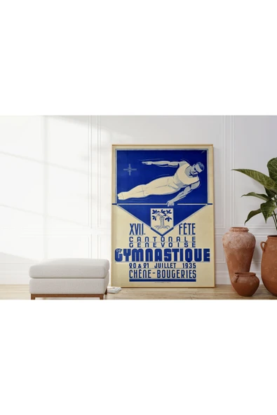 Pegziz 1935 Cenevre Jimnastik Turnavası Reklam Afişi Poster 40x50cm. ürün görseli 1