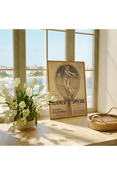Pegziz Vintage Tenis Reklam Afişi Sanatsal Poster 50x70cm. ürün görseli 1
