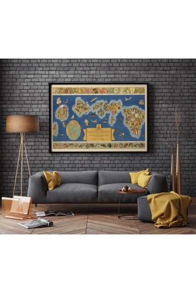 Pegziz Hawaii Adası 1937 Haritası Sanatsal Duvar Dekorasyon Poster 60x90cm. ürün görseli 1