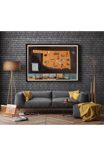 Pegziz Amerika Oklahoma Eyaleti Eski Haritası Sanatsal Duvar Dekorasyon Poster 60x90cm. ürün görseli 1
