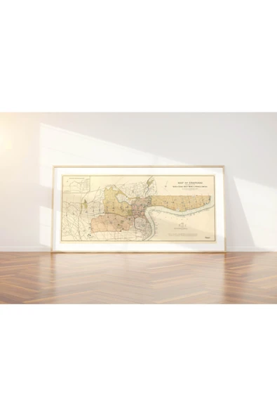 Pegziz Şanghay Haritası Sanatsal Duvar Dekorasyon Poster 40x100cm. ürün görseli 1