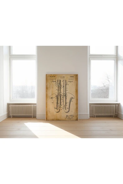 Pegziz Dekoratif Sanatsal Bas Klarnet Patent Posteri 60x90cm. ürün görseli 1