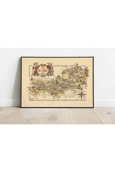 Pegziz Fransa Val De Loire Bölgesi Haritası Sanatsal Duvar Dekorasyon Poster 60x90cm. ürün görseli 1