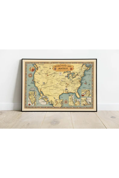 Pegziz Amerika 1926 Haritası Sanatsal Duvar Dekorasyon Poster 60x90cm. ürün görseli 1