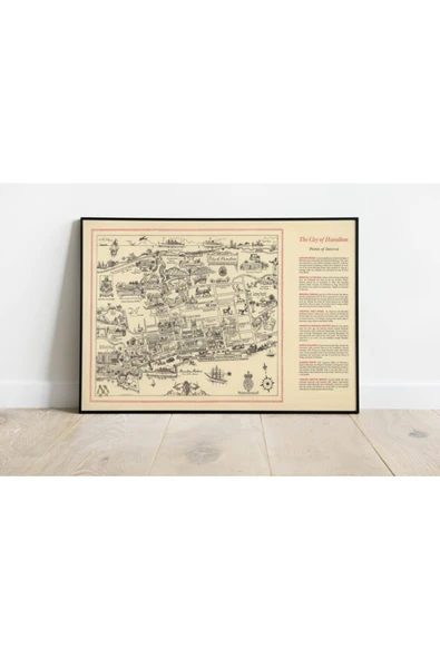 Pegziz Kanada Hamilton 1930 Şehir Planı Haritası Sanatsal Duvar Dekorasyon Poster 60x90cm. ürün görseli 1