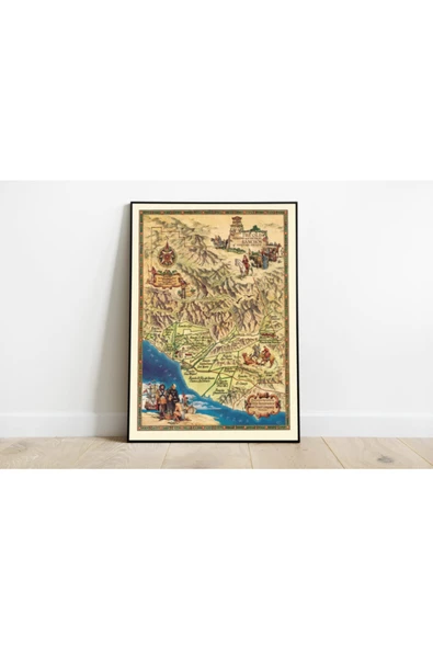 Pegziz Kaliforniya Ventura Şehir Planı Haritası Sanatsal Duvar Dekorasyon Poster 60x90cm. ürün görseli 1