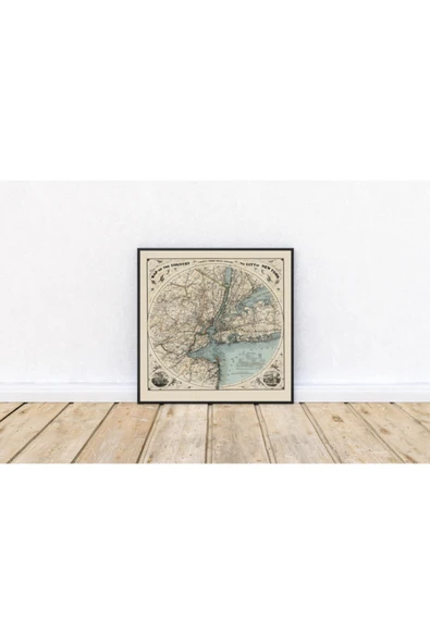 Pegziz New York 1891 Haritası Sanatsal Duvar Dekorasyon Poster 60x90cm. ürün görseli 1