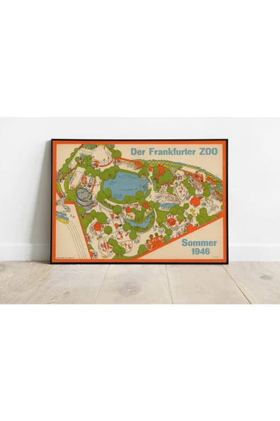 Pegziz Almanya Frankfurt Hayvanat Bahçesi 1946 Haritası Sanatsal Duvar Dekorasyon Poster 60x90cm. ürün görseli 1