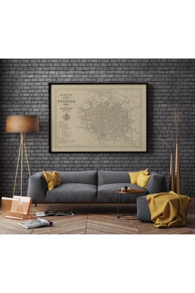 Pegziz Italya Bologna 1865 Şehir Planı Haritası Sanatsal Duvar Dekorasyon Poster 60x90cm. ürün görseli 1