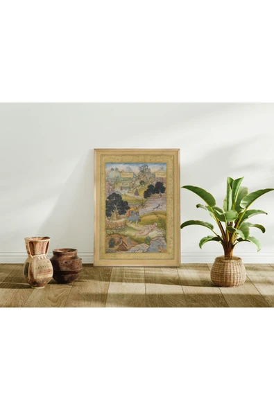 Pegziz Amir Khusrai Minyatür Çizim Sanatı Dekoratif Poster 60x90cm. ürün görseli 1