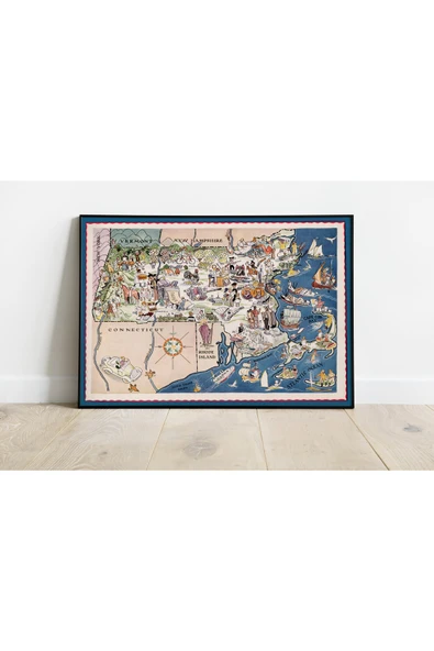 Pegziz Massachusetts 1932 Haritası Sanatsal Duvar Dekorasyon Poster 60x90cm. ürün görseli 1
