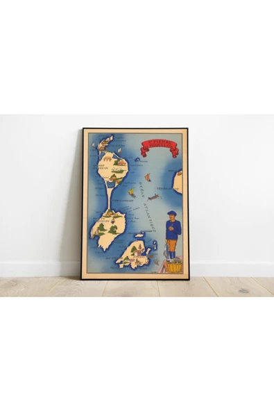 Pegziz Kanada Saint Pierre Ve Miquelon Adaları Eski Haritası Sanatsal Duvar Dekorasyon Poster 60x90cm. ürün görseli 1
