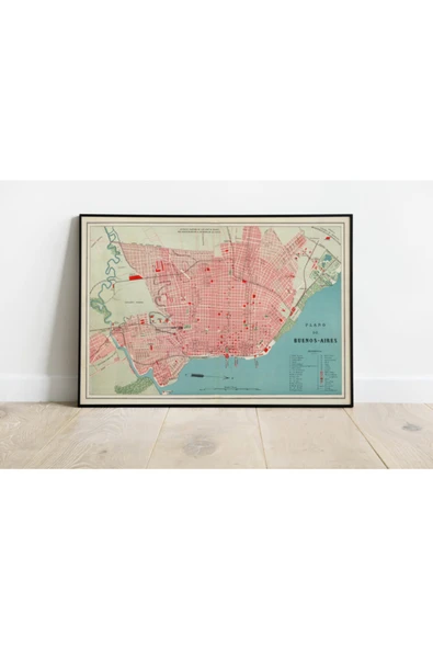 Pegziz Arjantin Buenos Aires 1970 Haritası Sanatsal Duvar Dekorasyon Poster 60x90cm. ürün görseli 1